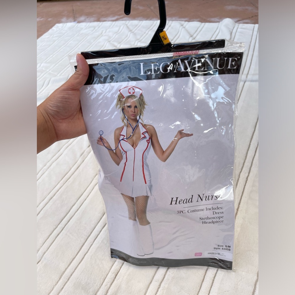 Leg Avenue White Nurse Costume with Red Trim